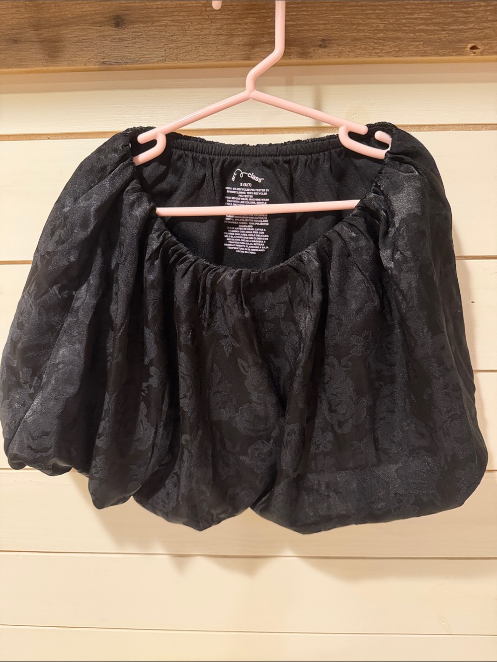 Girls art class Black Floral Jacquard Bubble Skirt